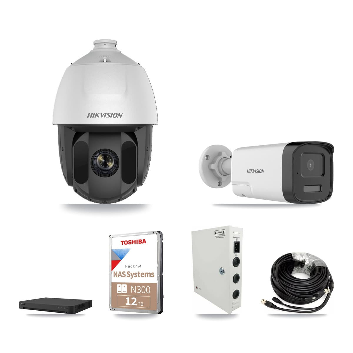 Hikvision 32-Channel 2MP – 5MP CCTV Kit — 18 DS-2AE5225TI 2MP PTZ + 9 DS-2CE17K0T 5MP Bullet Cameras + 2× 12TB Recording - Image 1