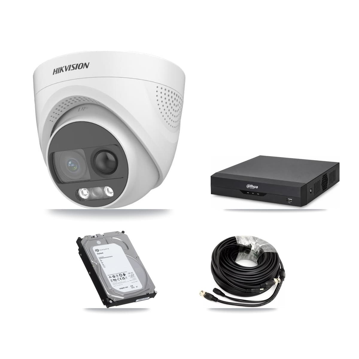 Hikvision & Dahua 4-Channel 5MP CCTV Kit — 3 DS-2CE72KF3T Turret Cameras + 6TB Recording