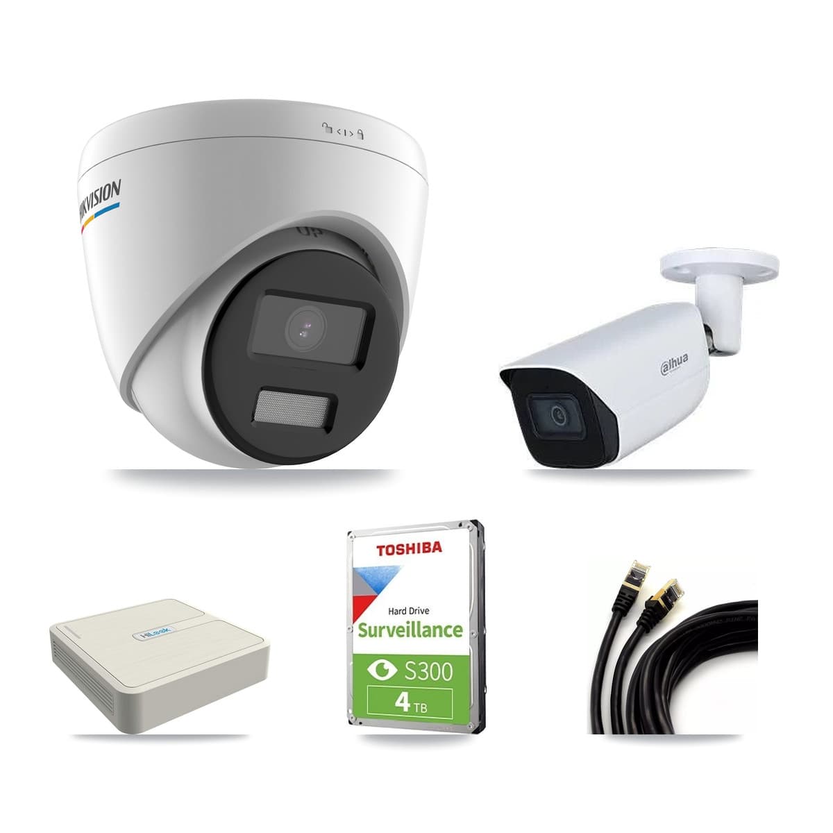 8-Channel 2MP – 5MP CCTV Kit — 4 2MP Turret + 1 5MP Bullet Cameras + 4TB Recording
