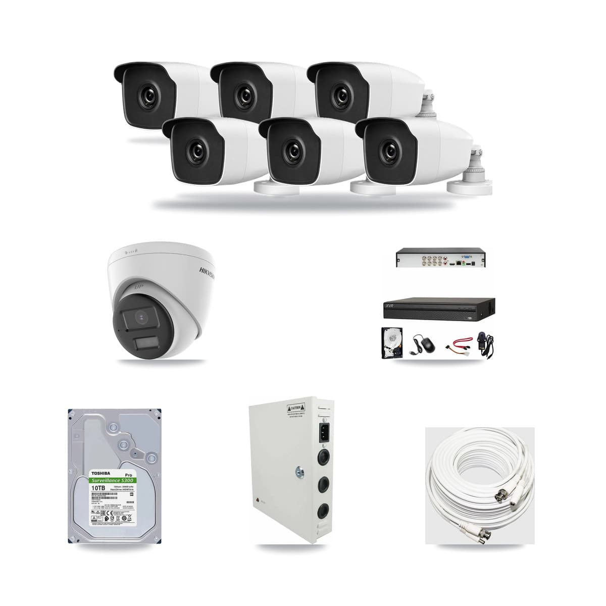 8-Channel 3MP – 4K CCTV Kit — 1 Hikvision 4K Turret + 6 HiLook 3MP Bullet Cameras + 10TB Recording - Image 1
