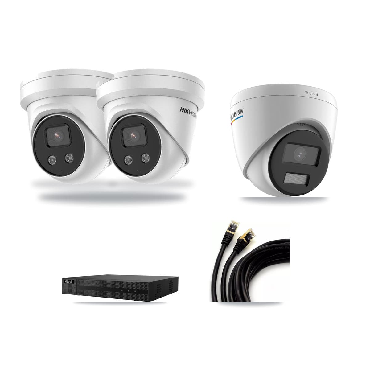 Hikvision & HiLook 8-Channel 2MP – 5MP CCTV Kit — 1 2MP + 2 5MP Turret Cameras + 3TB Recording (NVR-108MH-D Recorder) - Image 1