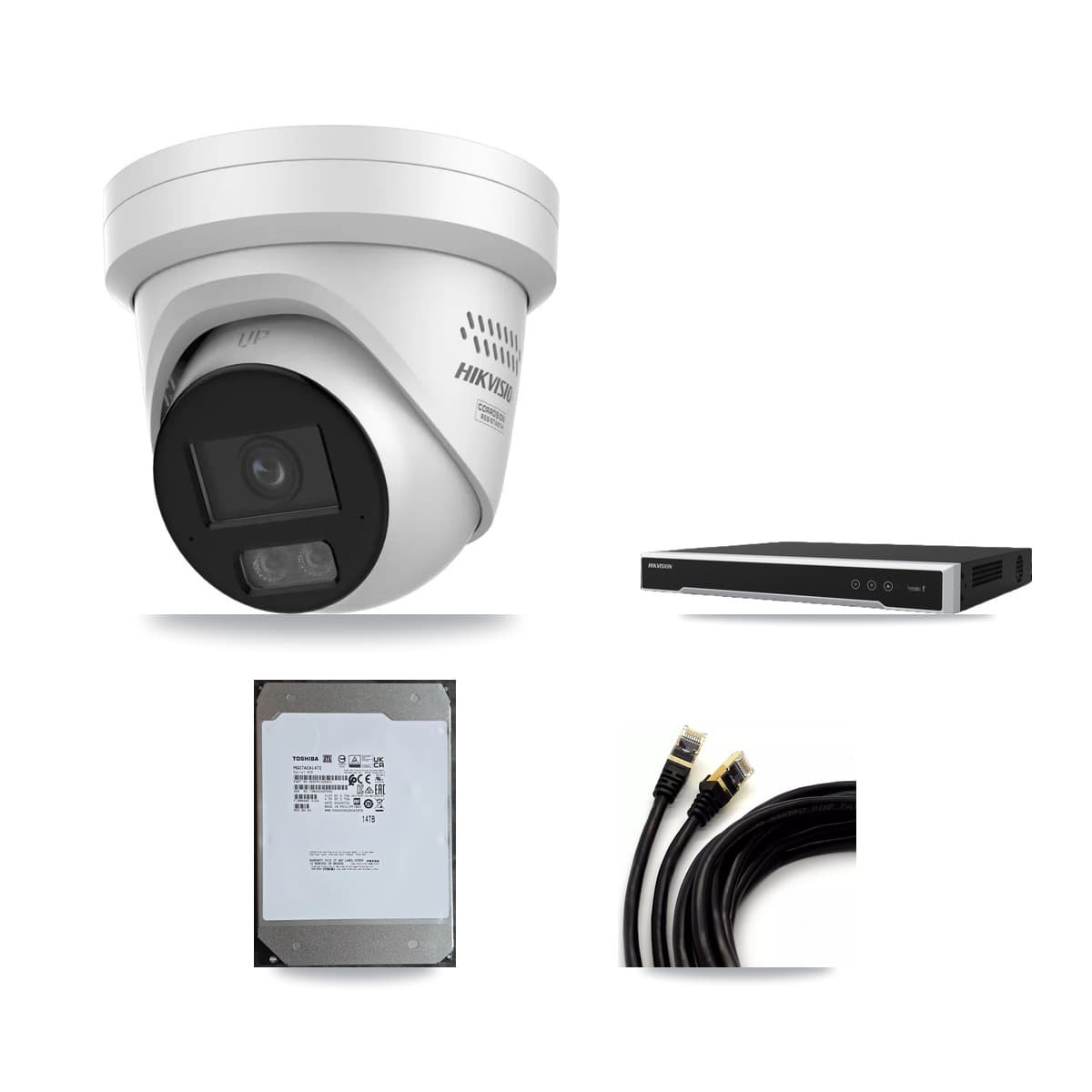 Hikvision 16-Channel 4MP – 5MP CCTV Kit — 15 4MP Turret + 1 5MP Dome Cameras + 14TB Recording (DS-7616NI-M2 Recorder)