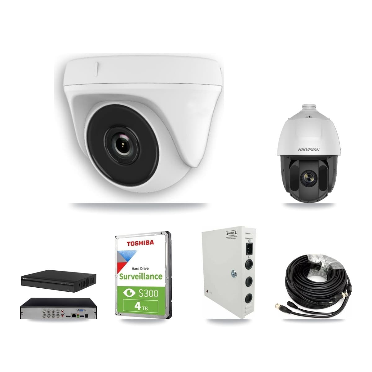 Hikvision & Prolux 8-Channel 2MP CCTV Kit — 1 PTZ + 5 White Dome Cameras + 4TB Recording (PXD-5108HS Recorder)