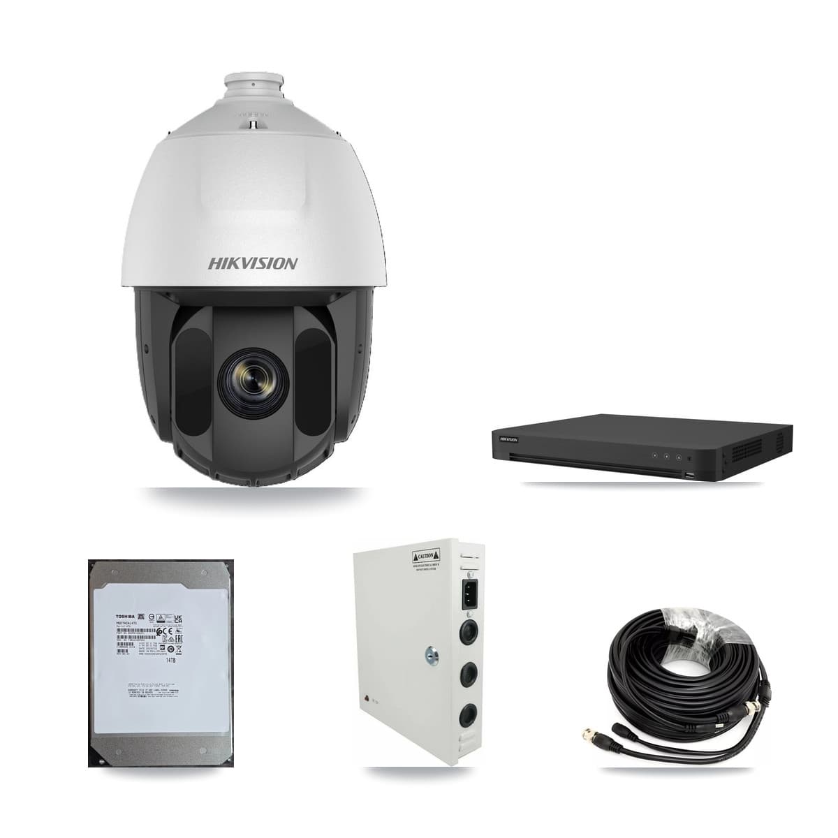Hikvision 16-Channel 2MP CCTV Kit — 16 DS-2AE5225TI PTZ Cameras + 14TB Recording