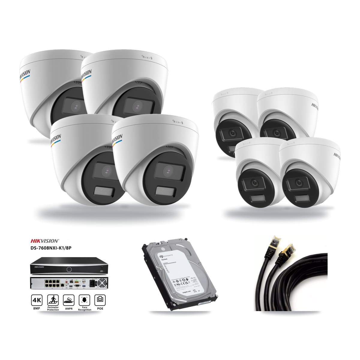 Hikvision 8-Channel 2MP – 4K CCTV Kit — 4 2MP + 4 4K Turret Cameras + 6TB Recording - Image 1