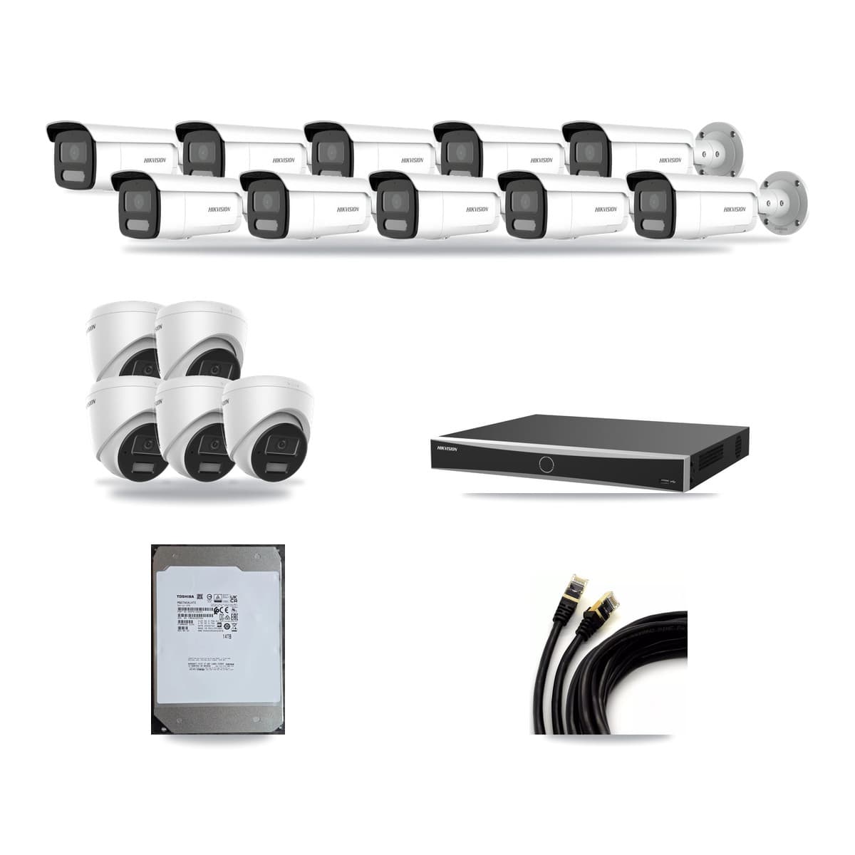Hikvision 16-Channel 4MP CCTV Kit — 5 Turret + 10 Bullet Cameras + 14TB Recording - Image 1