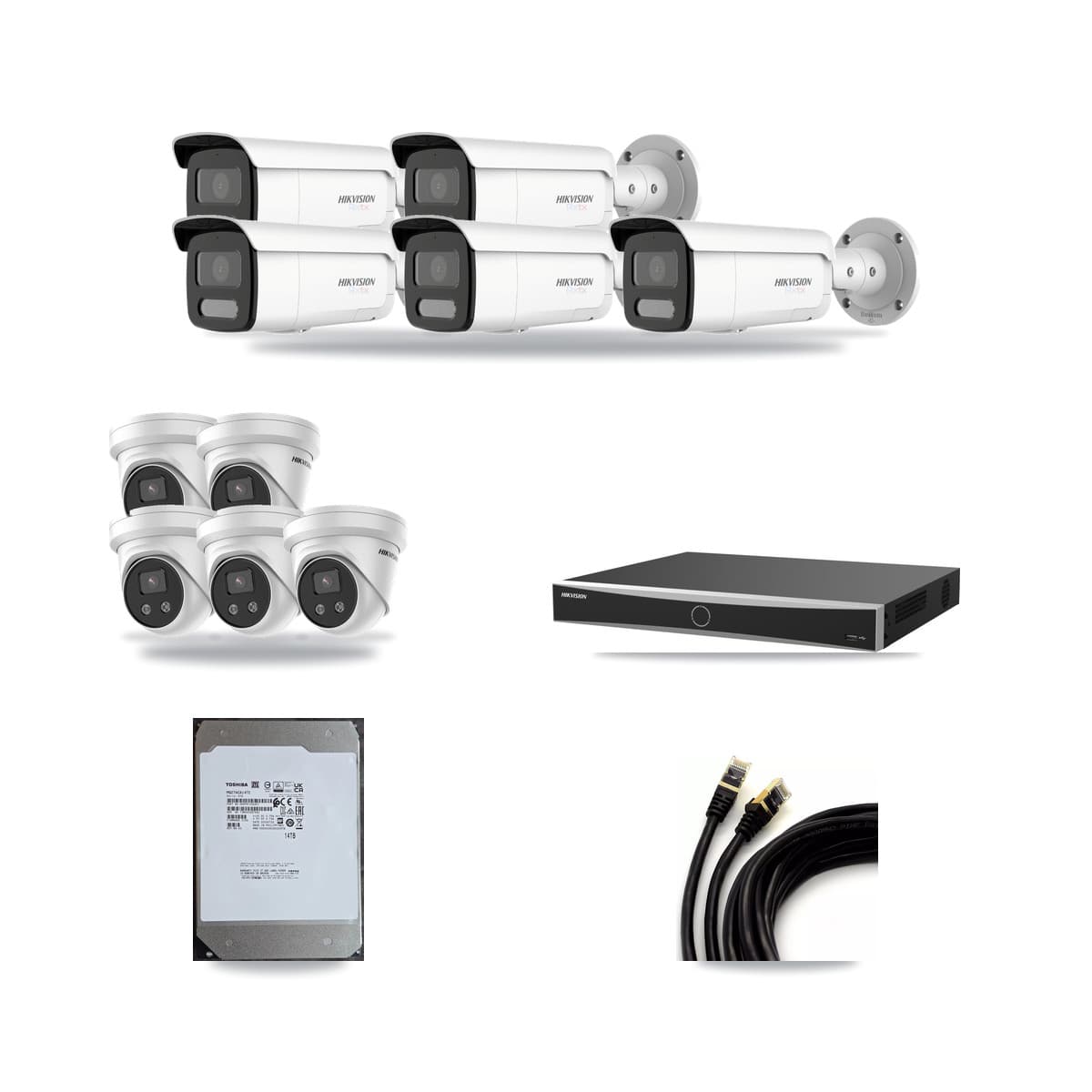 Hikvision 16-Channel 5MP – 4K CCTV Kit — 5 4K Bullet + 5 5MP Turret Cameras + 14TB Recording - Image 1