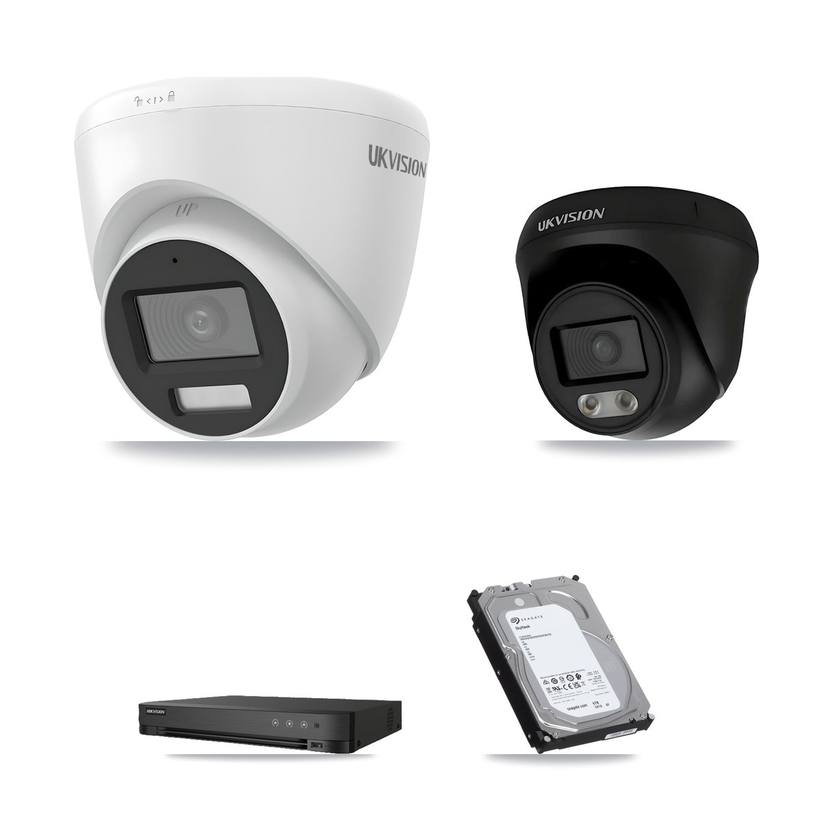 Hikvision iDS-7208HUHI-M1/E 8-Channel DVR CCTV Kit — 3× UKVISION 4K Cameras + 6TB HDD