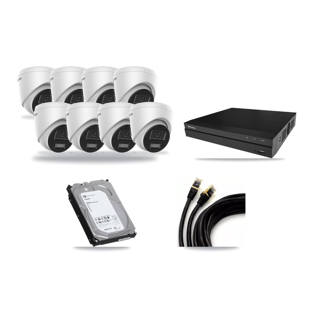 Hikvision & Prolux 8-Channel 4MP CCTV Kit — 8 DS-2CD1343G2 Turret Cameras + 6TB Recording - Image 1
