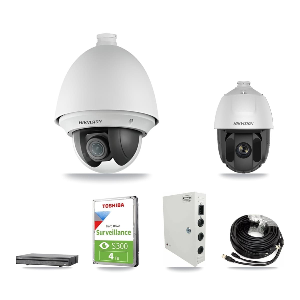 Hikvision & Dahua 8-Channel 2MP CCTV Kit — 5 DS-2AE4225T + 1 DS-2AE5225TI PTZ Cameras + 4TB Recording (DH-XVR5108H Recorder)