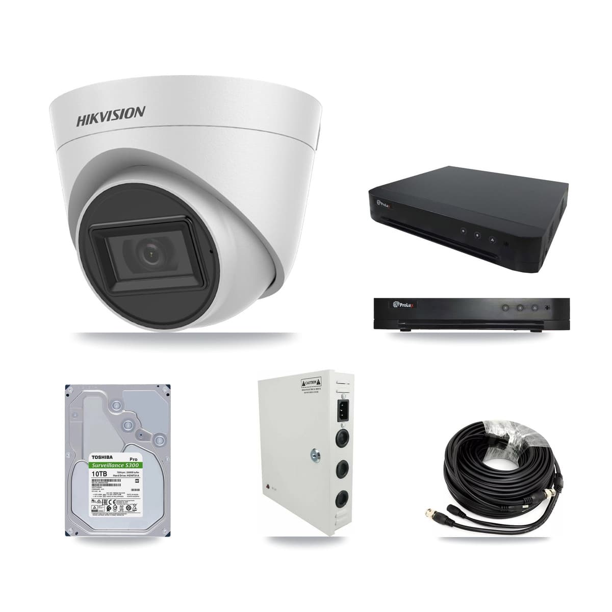 Hikvision & Prolux 16-Channel 5MP CCTV Kit — 15 White Turret Cameras + 10TB Recording