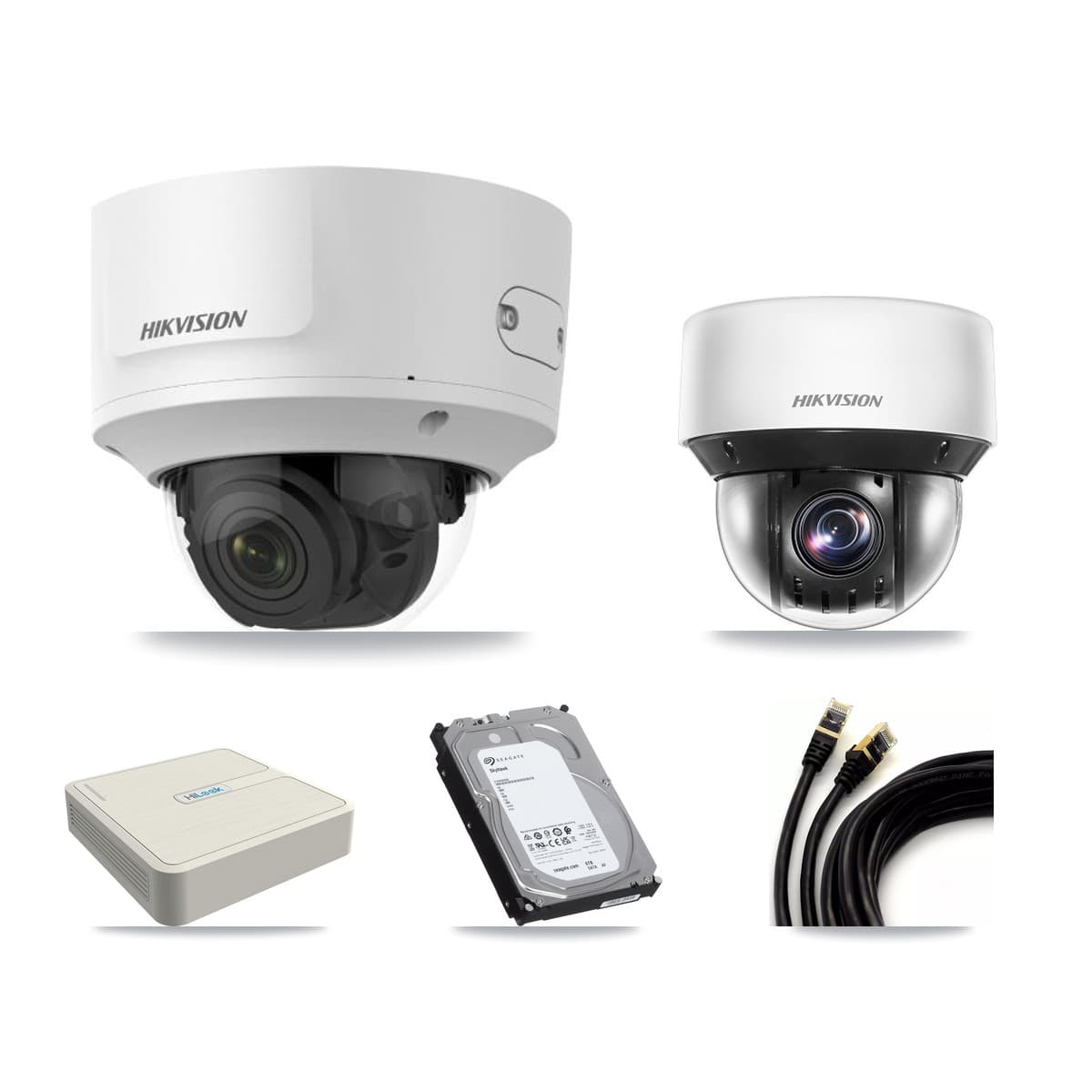 Hikvision & HiLook 8-Channel 2MP – 4MP CCTV Kit — 7 DS-2CD2723G0 2MP Dome + 1 DS-2DE4A425IW 4MP PTZ Cameras + 6TB Recording - Image 1
