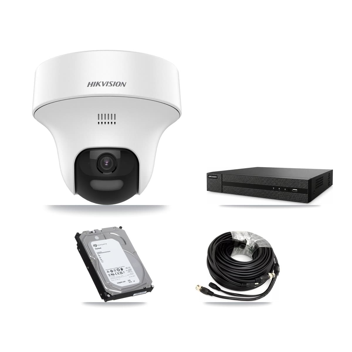 Hikvision 8-Channel 5MP CCTV Kit — 3 DS-2CE70K0T Turret Cameras + 6TB Recording (DVR-8CH Recorder)