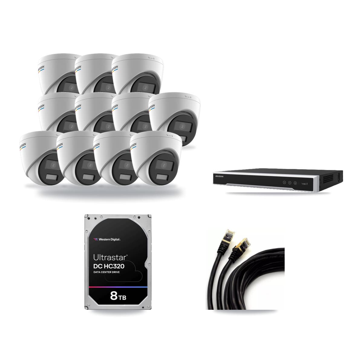 Hikvision 16-Channel 2MP CCTV Kit — 11 Turret Cameras + 8TB Recording (DS-7616NI-M2 Recorder) - Image 1