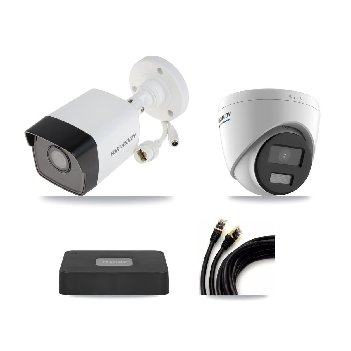 Hikvision & Tiandy 4-Channel 2MP – 5MP CCTV Kit — 2 5MP Bullet + 1 2MP Turret Cameras + 3TB Recording