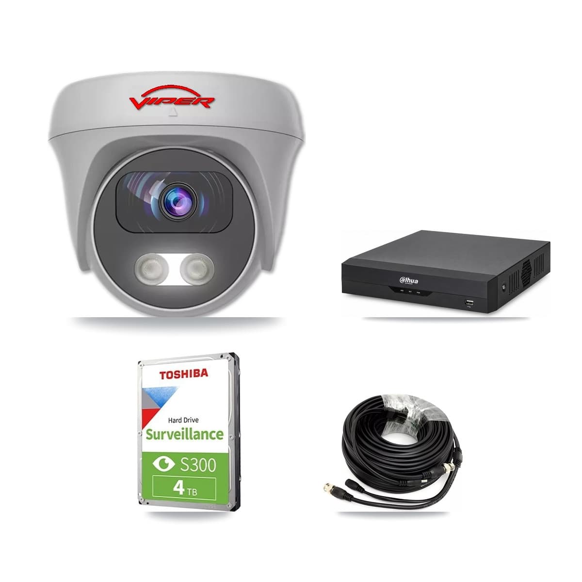 Viper & Dahua 4-Channel 5MP CCTV Kit — 3 Cameras + 4TB Recording