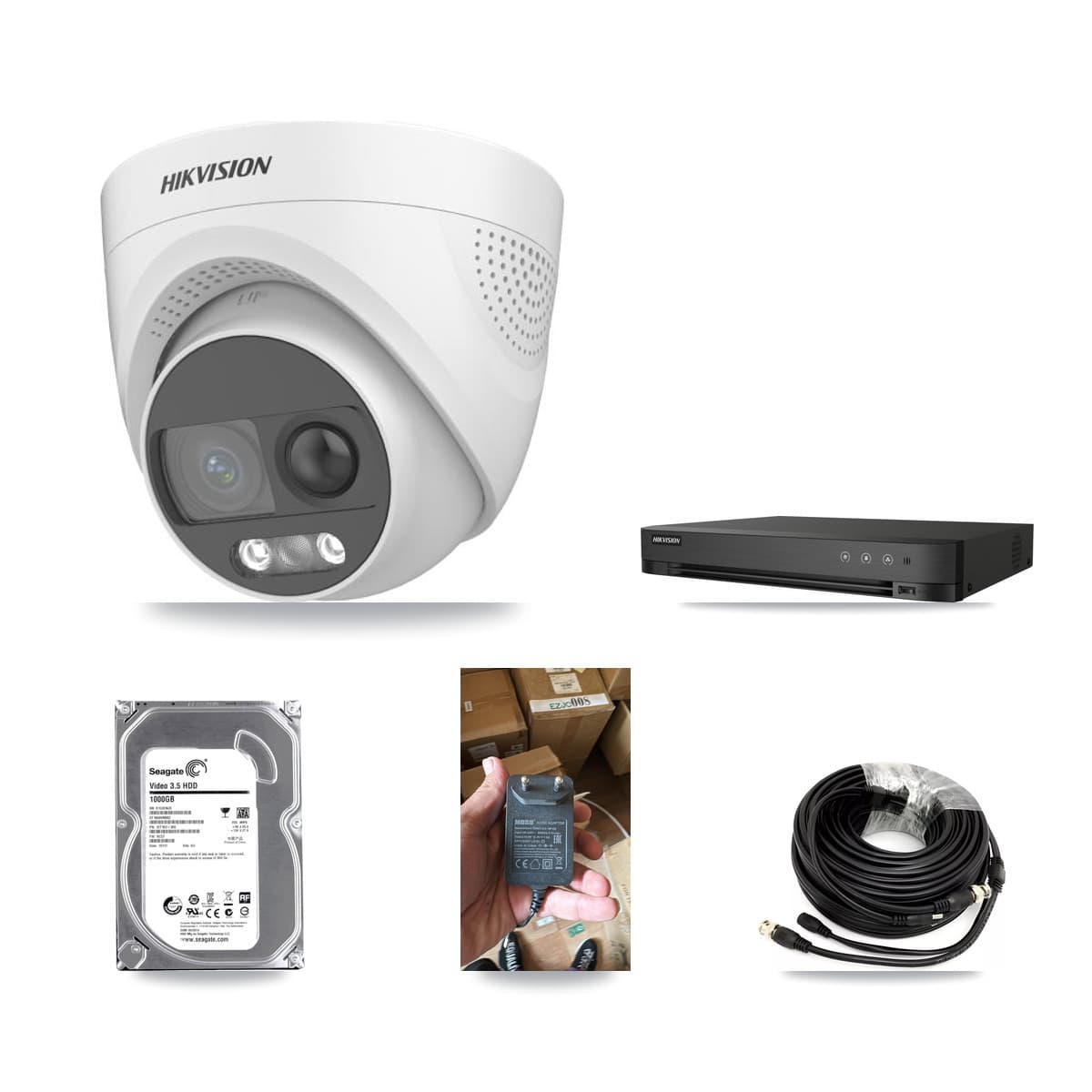 Hikvision 4-Channel 5MP CCTV Kit — 1 DS-2CE72KF3T Turret Camera + 1TB Recording (IDS-7204HQHI Recorder) - Image 1