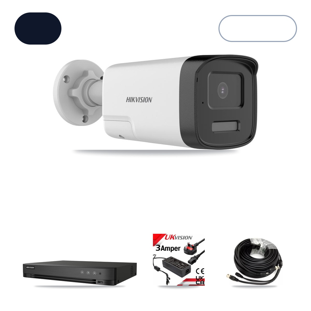 Hikvision iDS-7204HQHI-M1/XT 4-Channel DVR CCTV Kit — 3× DS-2CE17K0T-LXTS 5MP Cameras + 1TB HDD