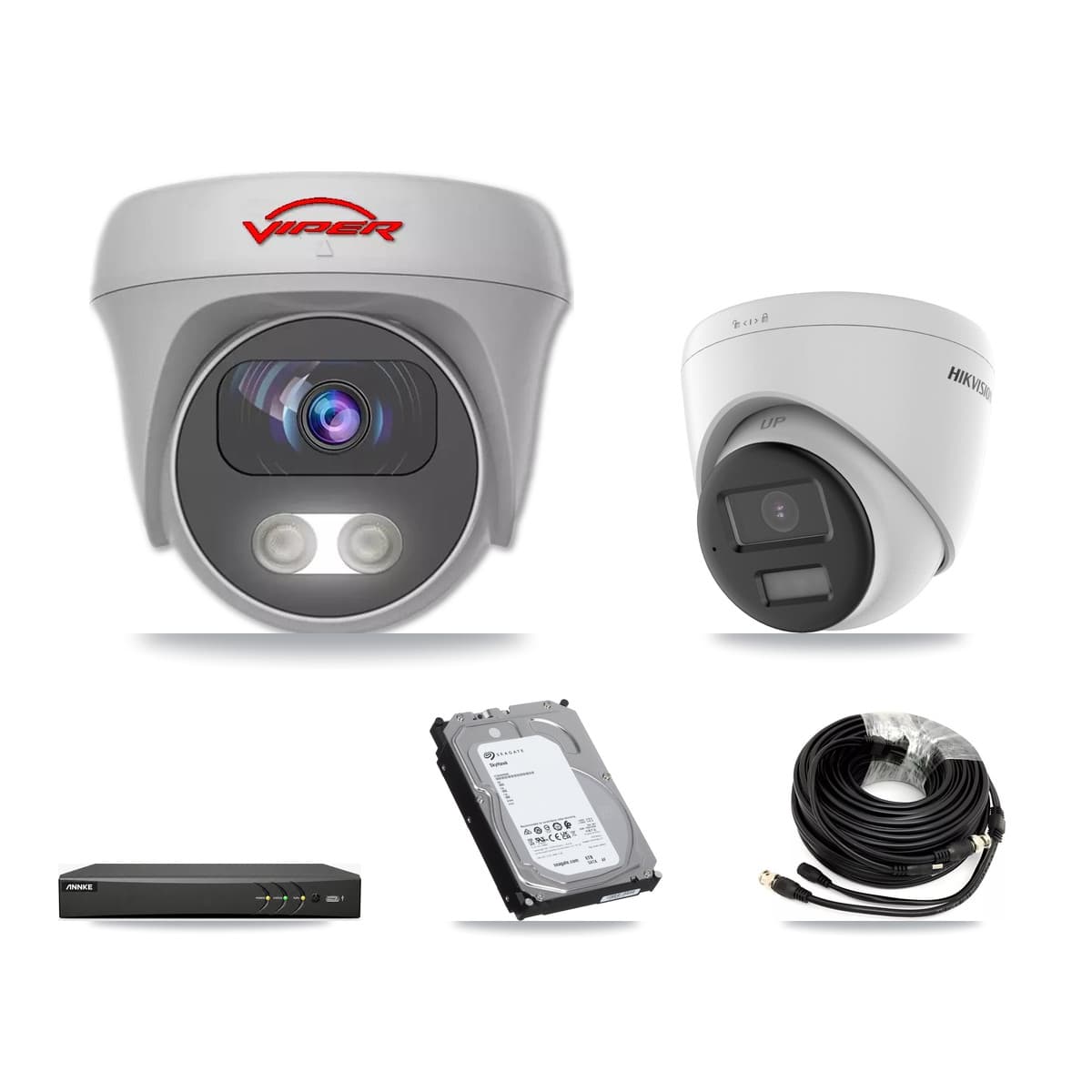 4-Channel 5MP – 4K CCTV Kit — 1 4K Turret + 3 White 5MP Cameras + 6TB Recording (AN-DV4-8MP Recorder) - Image 1