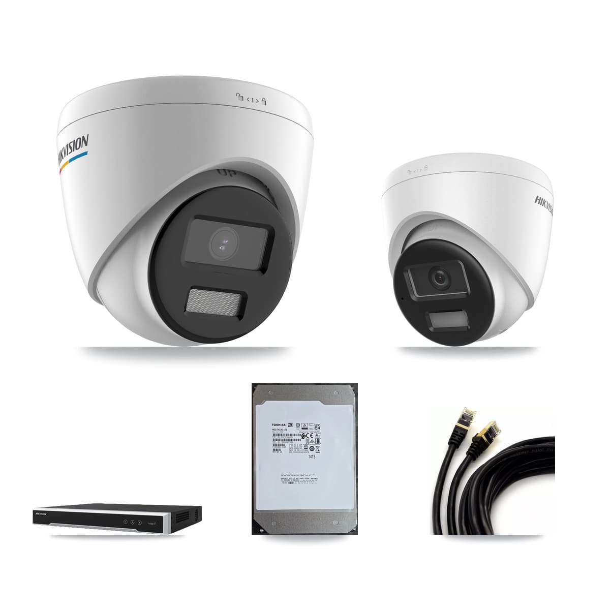 Hikvision 8-Channel 2MP – 4K CCTV Kit — 4 2MP + 4 4K Turret Cameras + 14TB Recording