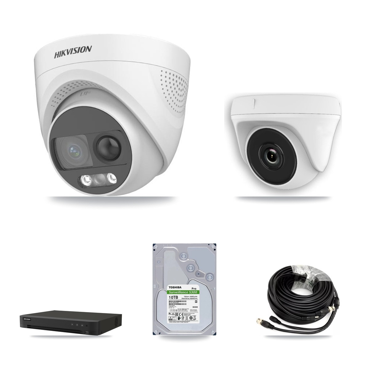 Hikvision 16-Channel 2MP – 5MP CCTV Kit — 7 DS-2CE72KF3T 5MP Turret + 1 White HDT-2MP-N20W 2MP Dome Cameras + 10TB Recording - Image 1
