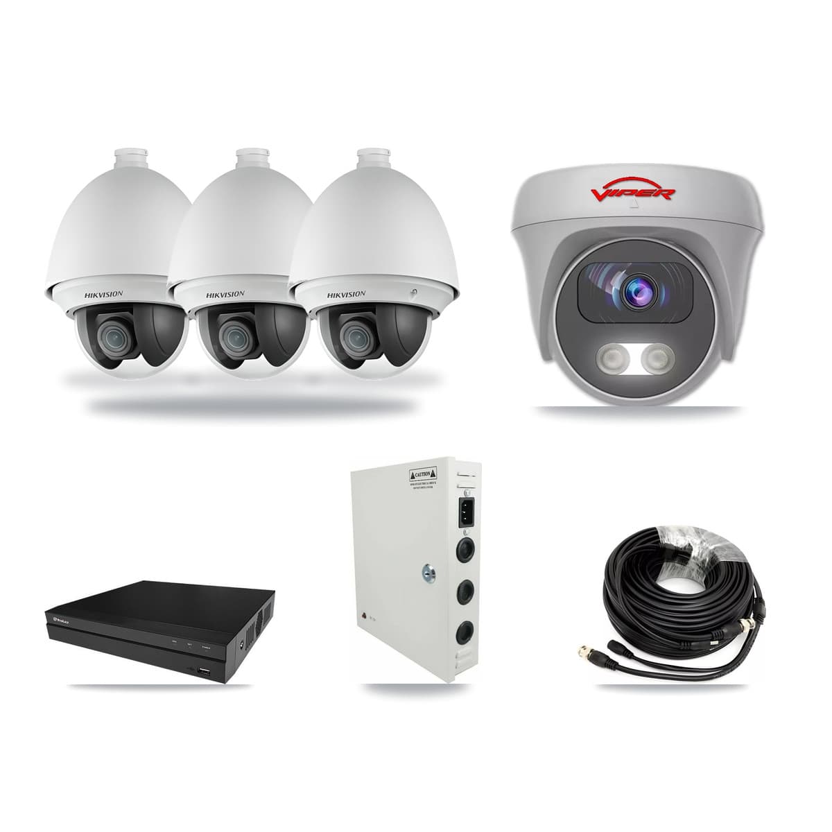 8-Channel 2MP – 5MP CCTV Kit — 3 2MP PTZ + 1 White 5MP Cameras + 3TB Recording (PXD-5208AN Recorder) - Image 1