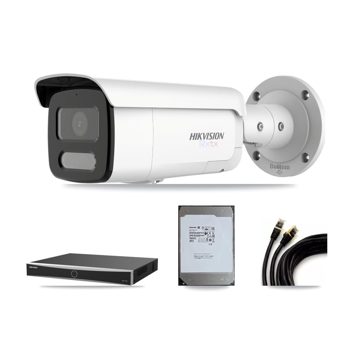 Hikvision 16-Channel 4K CCTV Kit — 16 White Bullet Cameras + 2× 14TB Recording (DS-7616NXI Recorder)