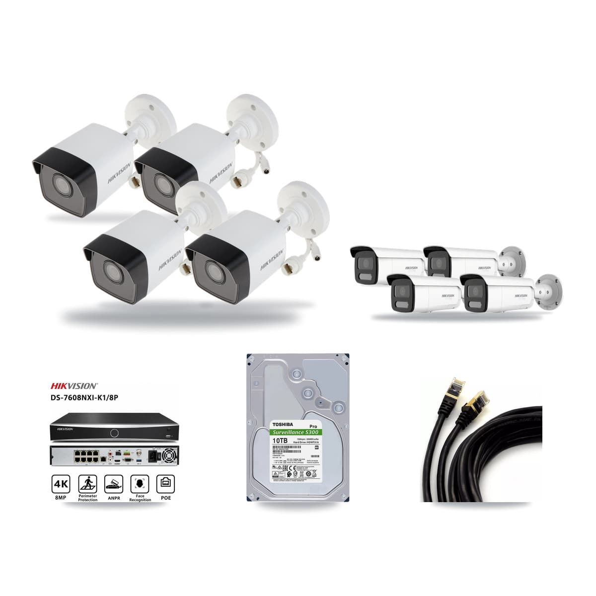 Hikvision 8-Channel 5MP – 4K CCTV Kit — 4 5MP + 4 4K Bullet Cameras + 10TB Recording - Image 1