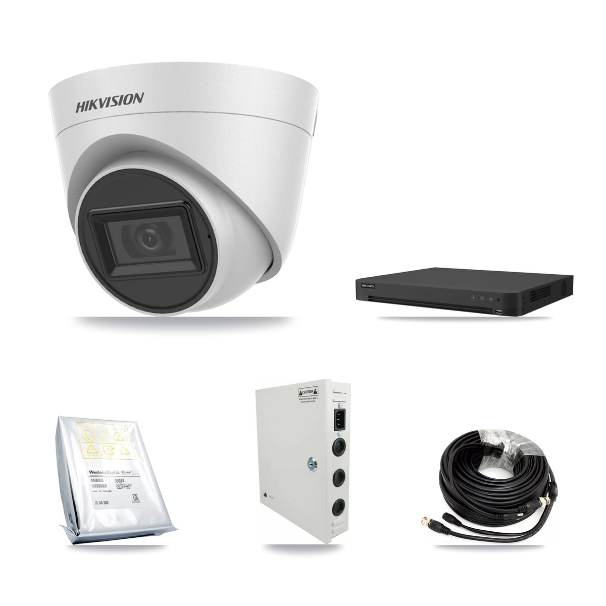 Hikvision 32-Channel 5MP CCTV Kit — 24 White Turret Cameras + 2× 8TB Recording