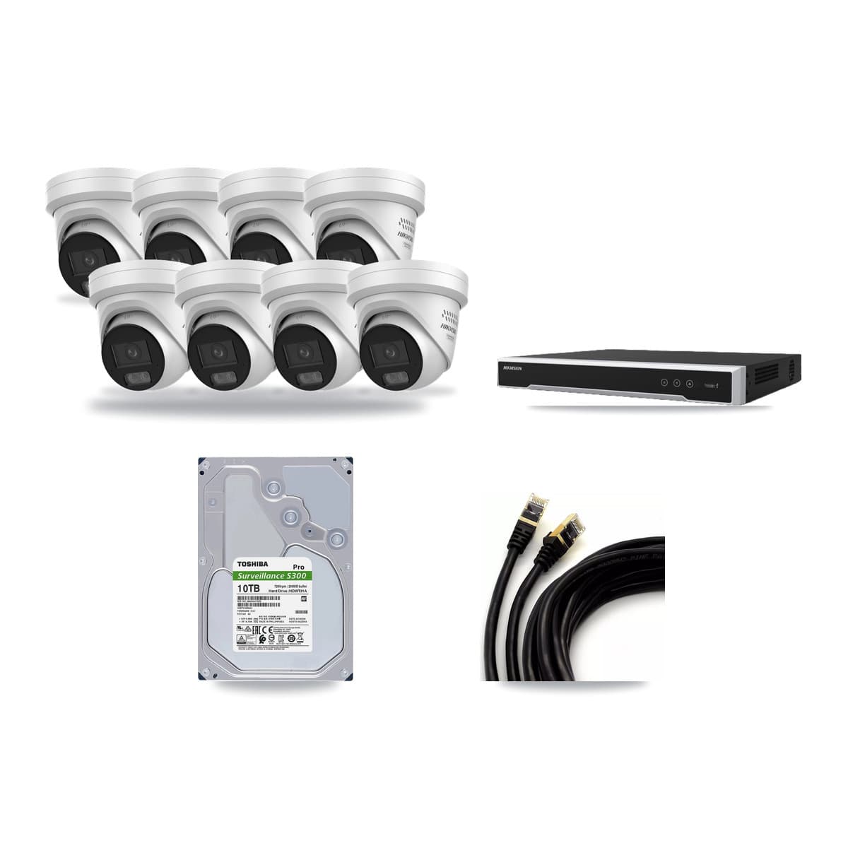 Hikvision 16-Channel 4MP CCTV Kit — 8 DS-2CD2347G3 Turret Cameras + 10TB Recording (DS-7616NI-M2 Recorder) - Image 1