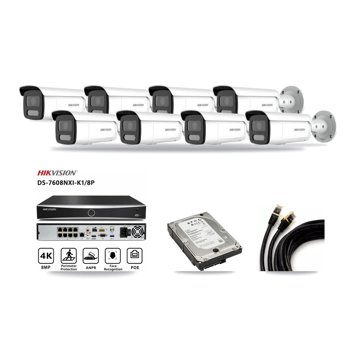 Hikvision 8-Channel 4MP CCTV Kit — 8 Bullet Cameras + 5TB Recording - Image 1