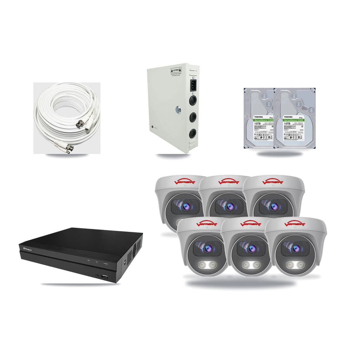 Viper & Prolux 8-Channel 5MP CCTV Kit — 6 Cameras + 2× 10TB Recording - Image 1