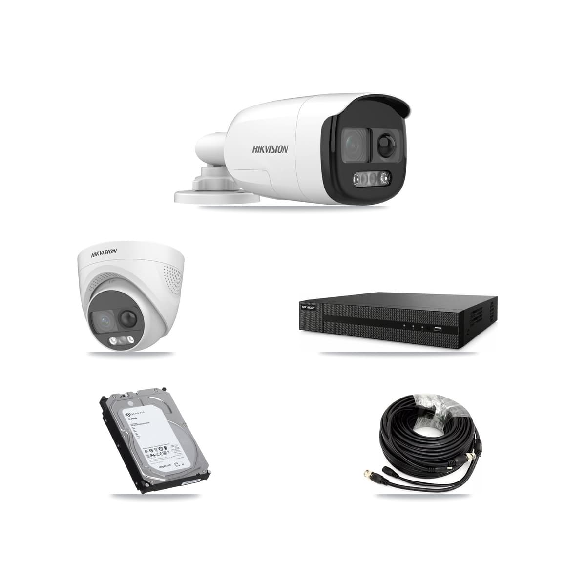 Hikvision 8-Channel 5MP CCTV Kit — 3 DS-2CE12KF3T Bullet + 1 DS-2CE72KF3T Turret Cameras + 6TB Recording (DVR-8CH Recorder)