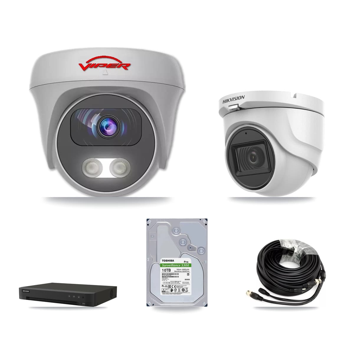 Hikvision & Viper 16-Channel 5MP CCTV Kit — 1 DS-2CE76H0T Turret + 7 VIPER-5MP-3K Cameras + 10TB Recording - Image 1