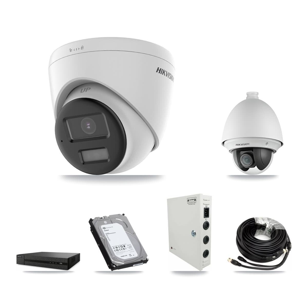 Hikvision 8-Channel 2MP – 4K CCTV Kit — 1 2MP PTZ + 3 4K Turret Cameras + 6TB Recording