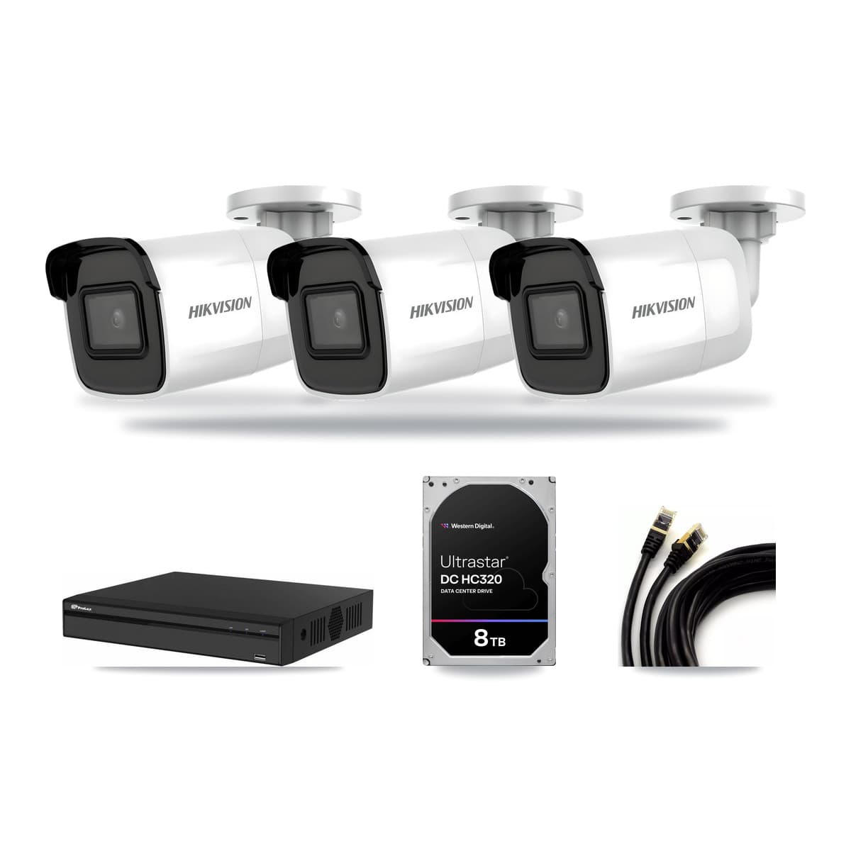 Hikvision & Prolux 4-Channel 4K CCTV Kit — 3 Bullet Cameras + 8TB Recording - Image 1