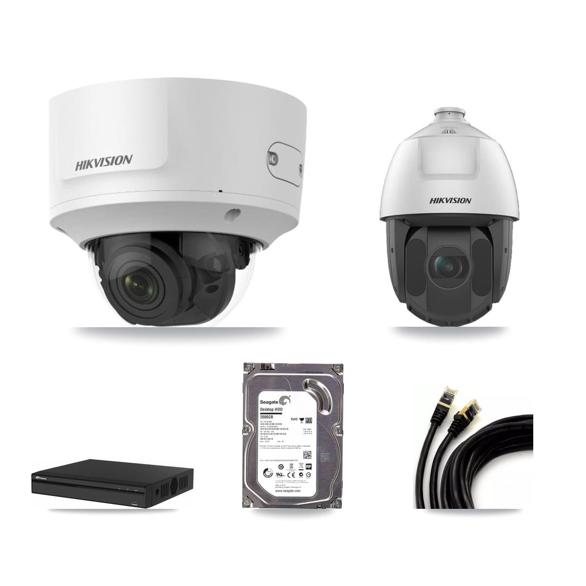Hikvision & Prolux 4-Channel 2MP CCTV Kit — 2 Dome + 1 PTZ Cameras + 2TB Recording
