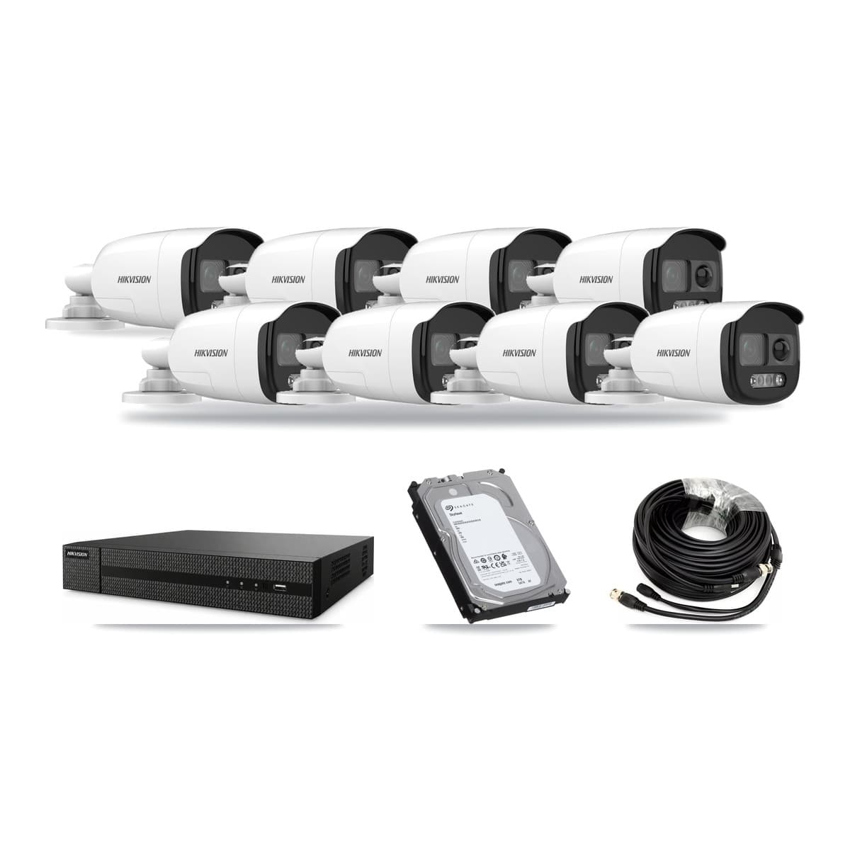 Hikvision 8-Channel 5MP CCTV Kit — 8 DS-2CE12KF3T Bullet Cameras + 6TB Recording (DVR-8CH Recorder) - Image 1