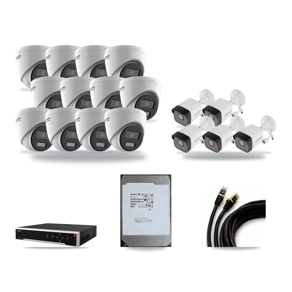 Hikvision 32-Channel 2MP – 5MP CCTV Kit — 5 5MP Bullet + 12 2MP Turret Cameras + 14TB Recording - Image 1