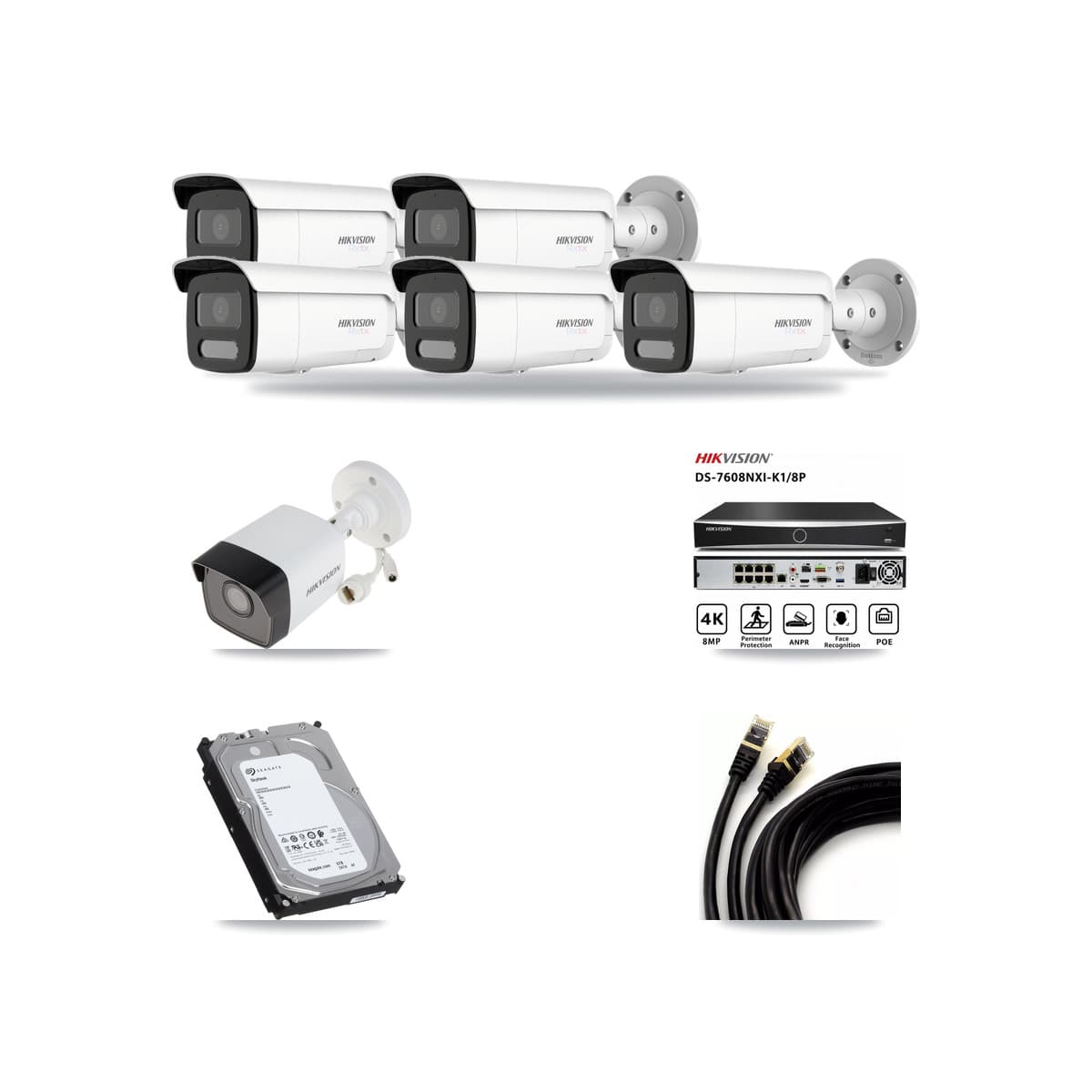 Hikvision 8-Channel 5MP – 4K CCTV Kit — 1 5MP + 5 4K Bullet Cameras + 6TB Recording - Image 1