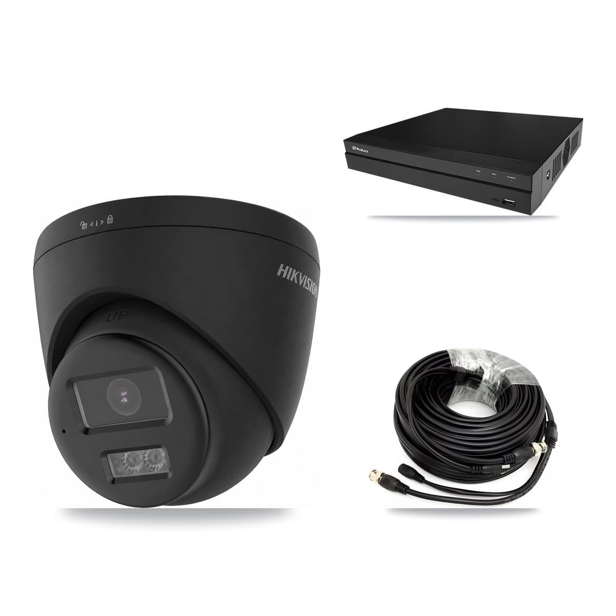 Hikvision & Prolux 8-Channel 4K CCTV Kit — 4 Black Turret Cameras + 3TB Recording