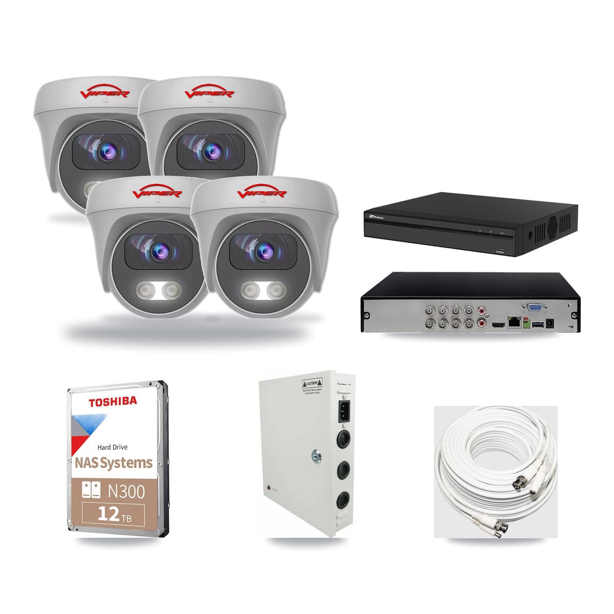 Viper & Prolux 8-Channel 5MP CCTV Kit — 4 Cameras + 12TB Recording - Image 1