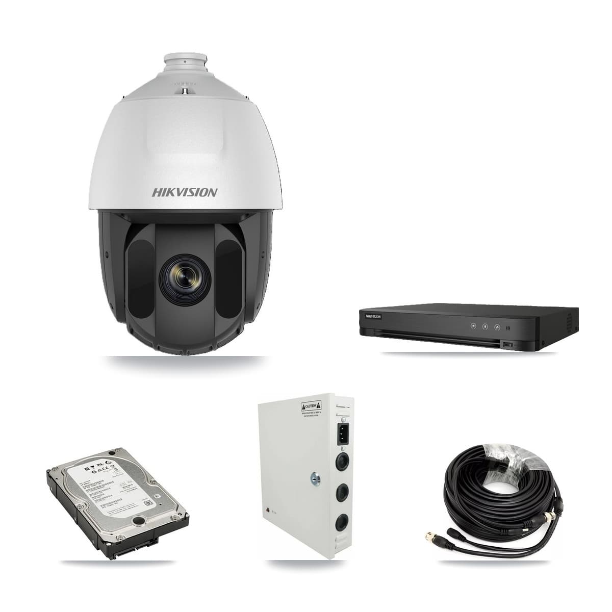 Hikvision 8-Channel 2MP CCTV Kit — 7 DS-2AE5225TI-A-E PTZ Cameras + 5TB Recording (IDS-7208HUHI-M1/E Recorder) - Image 1