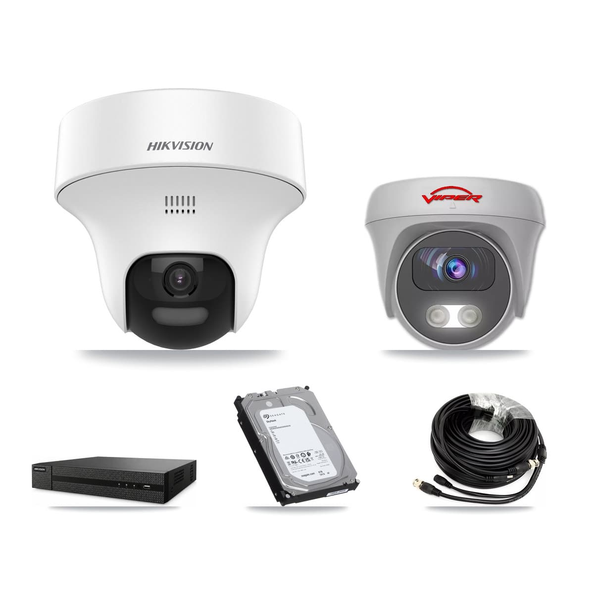 Hikvision & Viper 8-Channel 5MP CCTV Kit — 5 DS-2CE70K0T Turret + 1 VIPER-5MP-3K Cameras + 6TB Recording