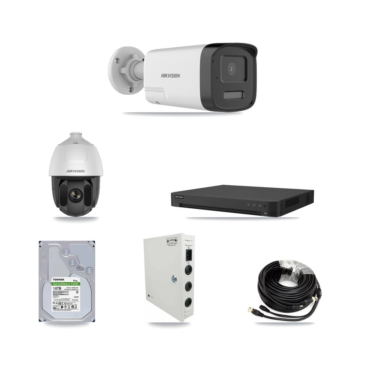 Hikvision 32-Channel 2MP – 5MP CCTV Kit — 1 DS-2AE5225TI 2MP PTZ + 16 DS-2CE17K0T 5MP Bullet Cameras + 2× 10TB Recording - Image 1