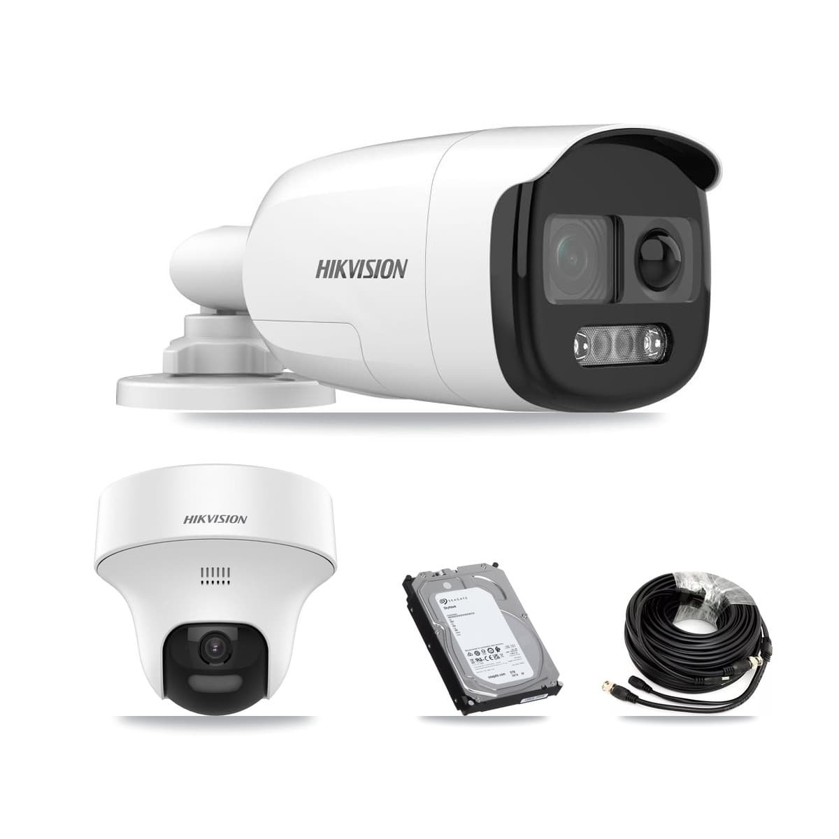 Hikvision & Prolux 8-Channel 5MP CCTV Kit — 3 DS-2CE12KF3T Bullet + 1 DS-2CE70K0T Turret Cameras + 6TB Recording (PXD-5208AN Recorder)