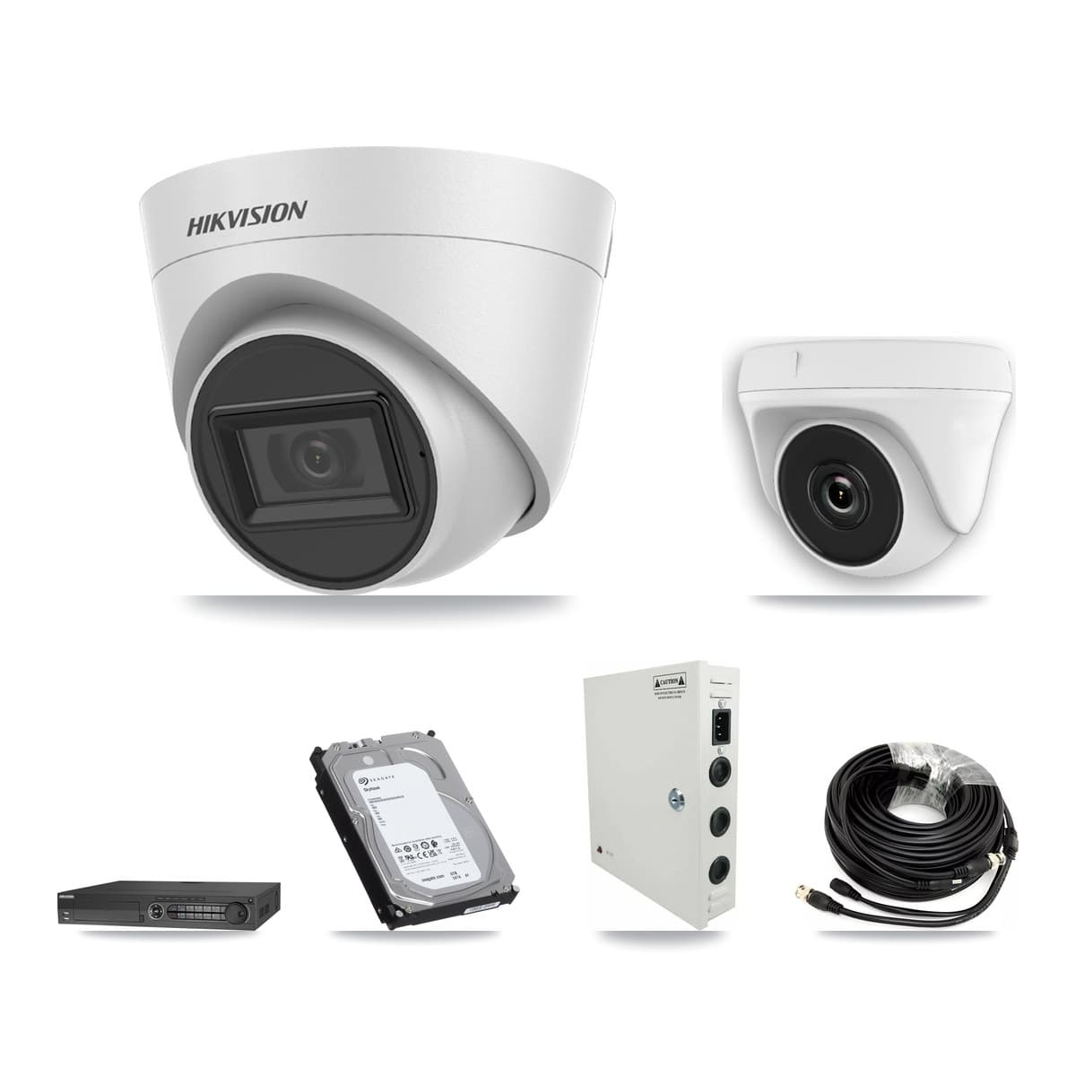 Hikvision 32-Channel 2MP – 5MP CCTV Kit — 12 White 5MP Turret + 12 White 2MP Dome Cameras + 3× 6TB Recording