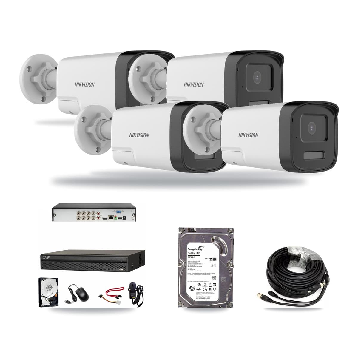 Hikvision & Dahua 8-Channel 5MP CCTV Kit — 4 DS-2CE17K0T Bullet Cameras + 2TB Recording - Image 1