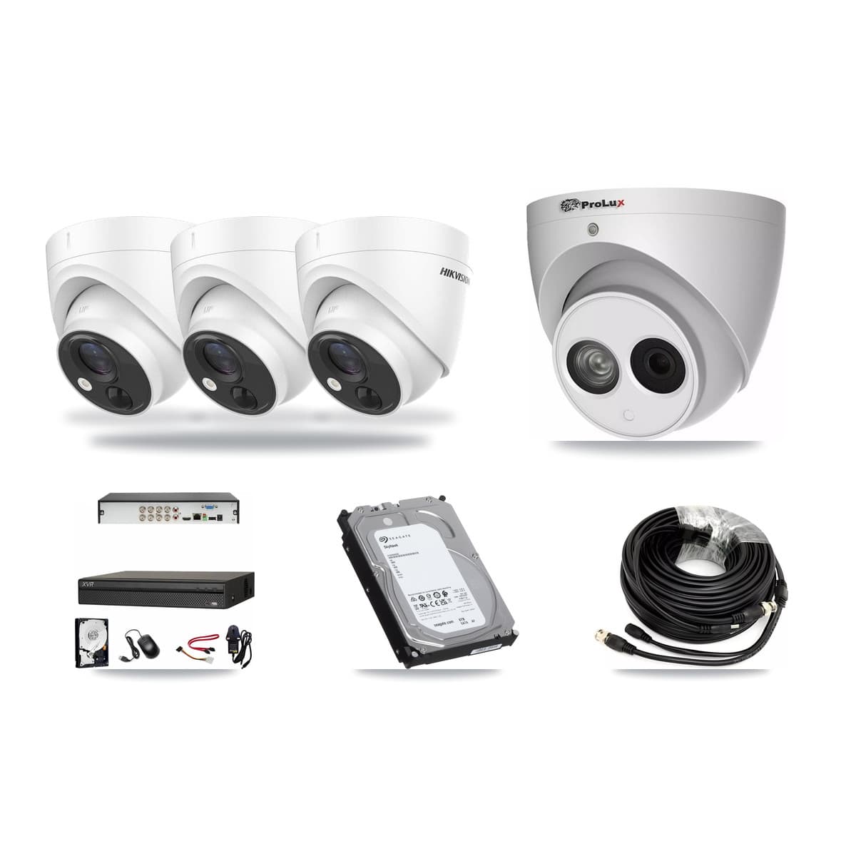 8-Channel 4MP – 5MP CCTV Kit — 3 5MP + 1 4MP Turret Cameras + 6TB Recording (XVR-3108AD Recorder) - Image 1