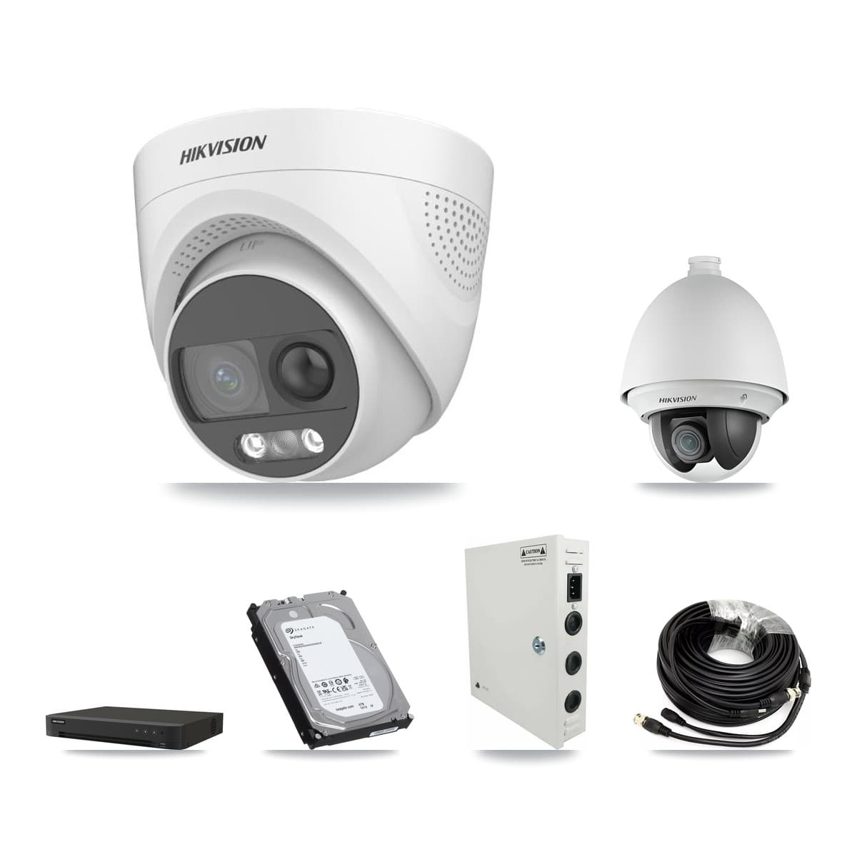 Hikvision 16-Channel 2MP – 5MP CCTV Kit — 1 DS-2AE4225T 2MP PTZ + 8 DS-2CE72KF3T 5MP Turret Cameras + 6TB Recording